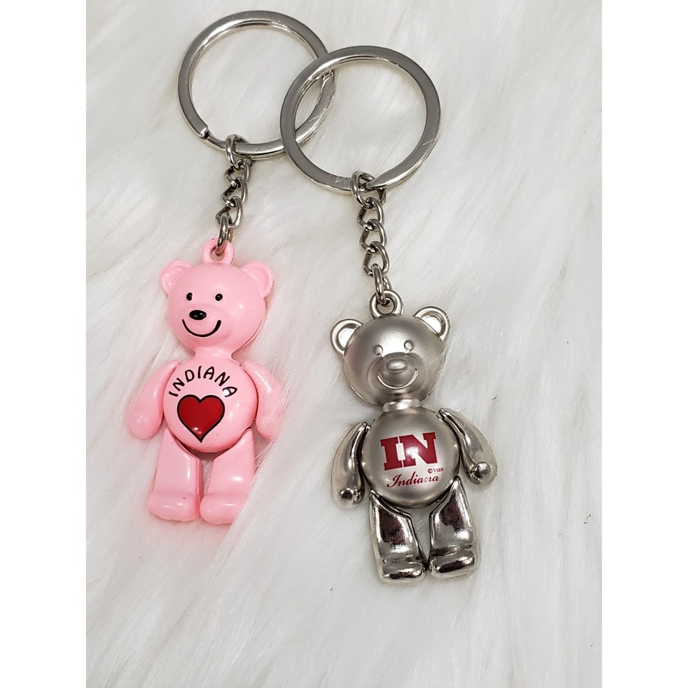 2 University‎ Of Indiana UI COLLEGE NCAA KEYCHAIN BEAR METAL GIFT MOM DAUGHTER